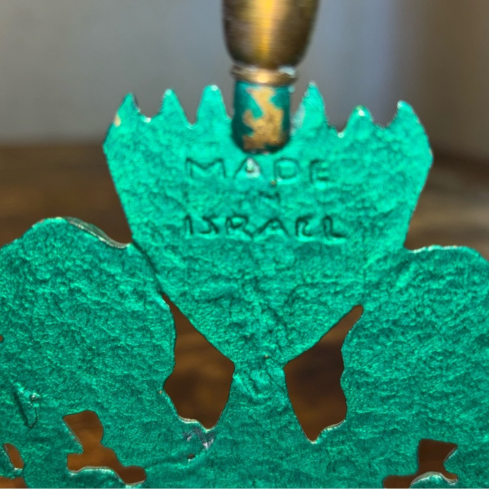 Vintage Hanukkah Menorah Lions Brass Metal Judaica Candle Holder Made in Israel - Picture 9 of 12